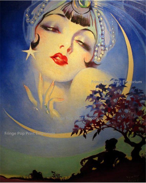 Flapper Gypsy Moon Art Print 8 x 10  Roaring 20s  Jazz Age  | Etsy - Flapper Gypsy Moon Art Print 8 x 10  Roaring 20s  Jazz Age  | Etsy -   18 weird beauty Art ideas