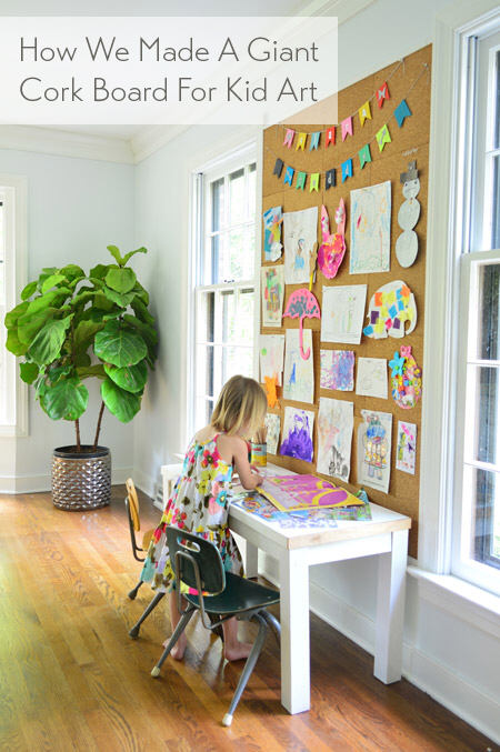 How To Make A Giant Cork Board Wall For Kid Art | Young House Love - How To Make A Giant Cork Board Wall For Kid Art | Young House Love -   19 diy Art display ideas