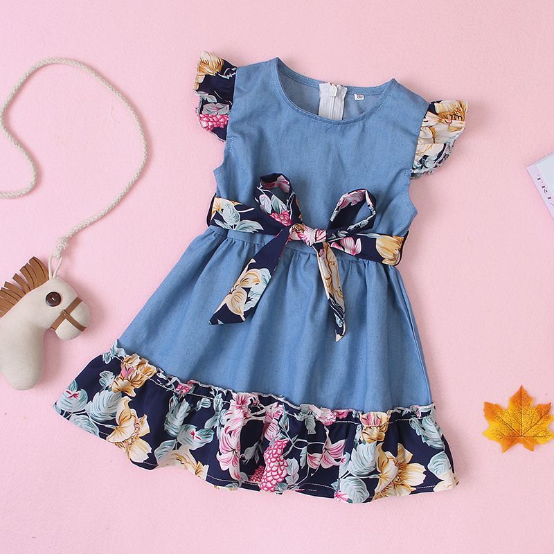 Baby / Toddler Denim Floral Ruffled Dresses - Baby / Toddler Denim Floral Ruffled Dresses -   19 diy Baby dress ideas