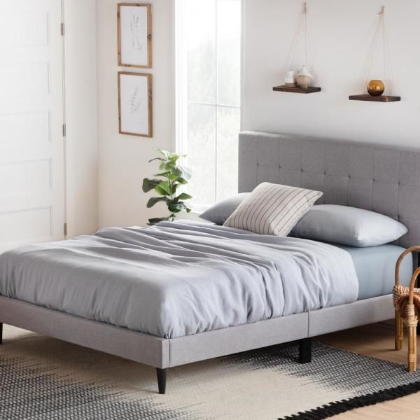 Brookside Cara Upholstered Stone Queen Platform Bed Frame with Square Tufted Headboard-BSQQST01UB - The Home Depot - Brookside Cara Upholstered Stone Queen Platform Bed Frame with Square Tufted Headboard-BSQQST01UB - The Home Depot -   19 diy Bed Frame tufted ideas