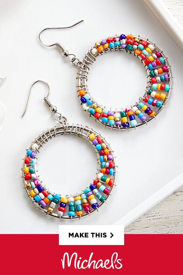 Double Hoop Seed Bead Earrings - Double Hoop Seed Bead Earrings -   19 diy Crafts jewelry ideas