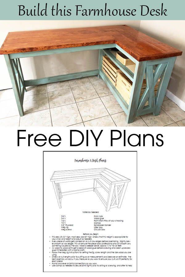 Free DIY Farmhouse Desk Plans - Free DIY Farmhouse Desk Plans -   19 diy Table desk ideas