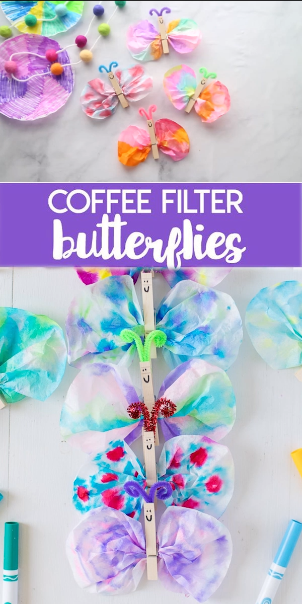 Coffee Filter Butterflies - Coffee Filter Butterflies -   fitness Art for kids