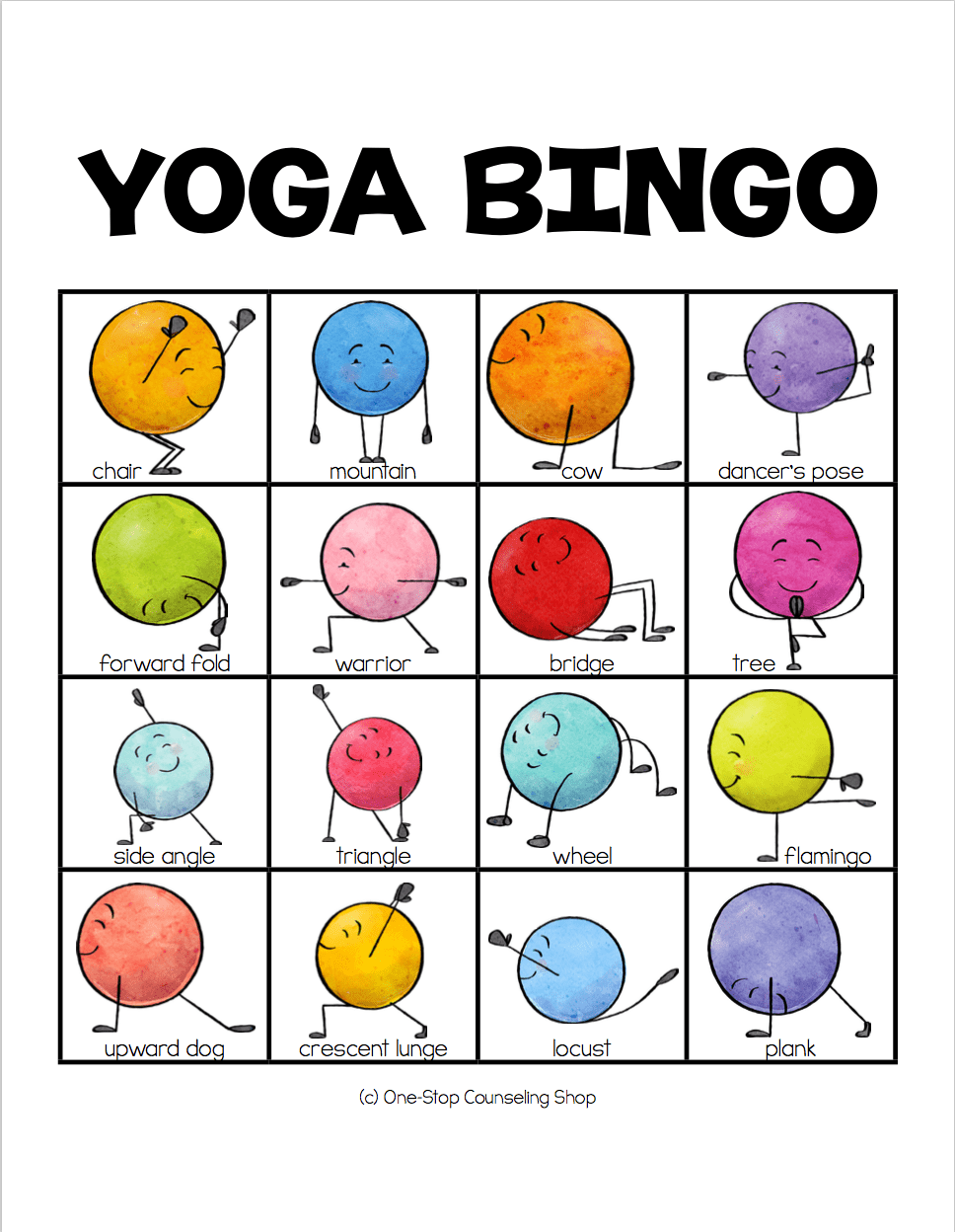 New Product :: Yoga for Kids Bingo - New Product :: Yoga for Kids Bingo -   19 fitness Art for kids ideas