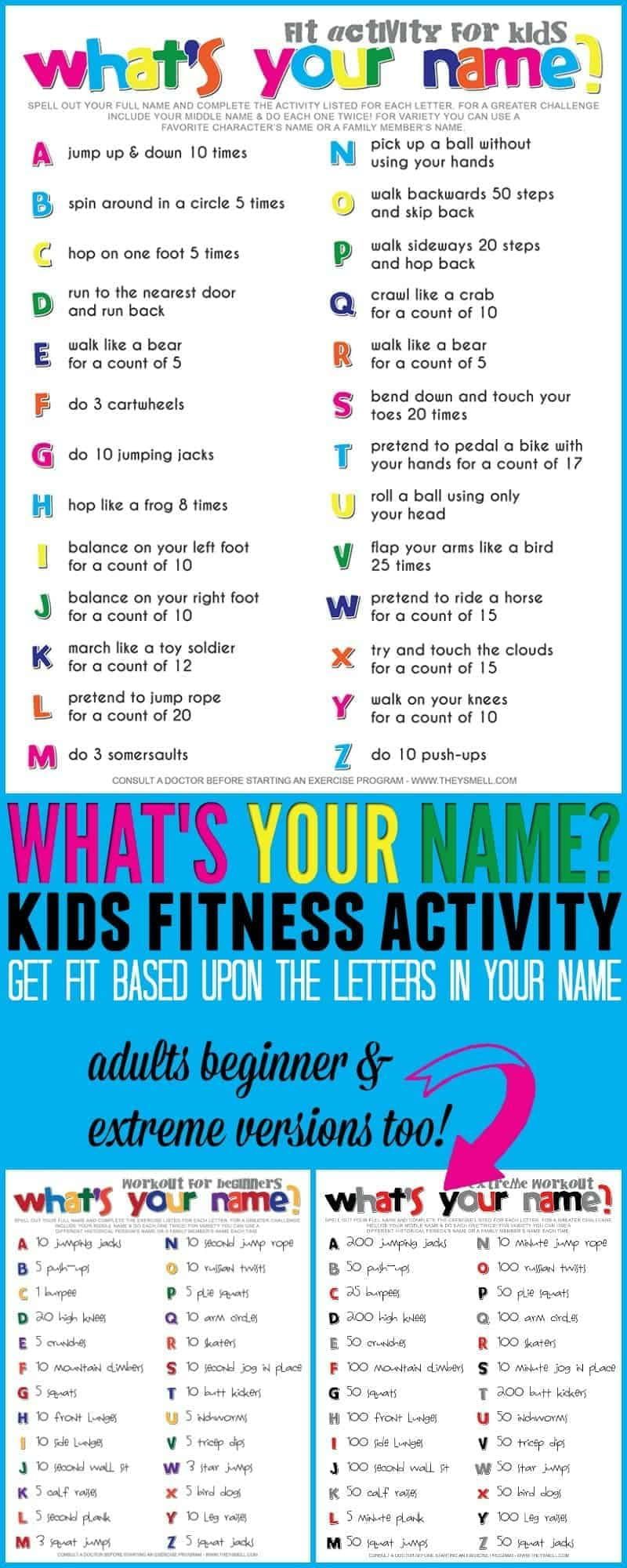 Spell Your Name Workout - What's Your Name? Fitness Activity Printable for Kids - Spell Your Name Workout - What's Your Name? Fitness Activity Printable for Kids -   19 fitness Art for kids ideas