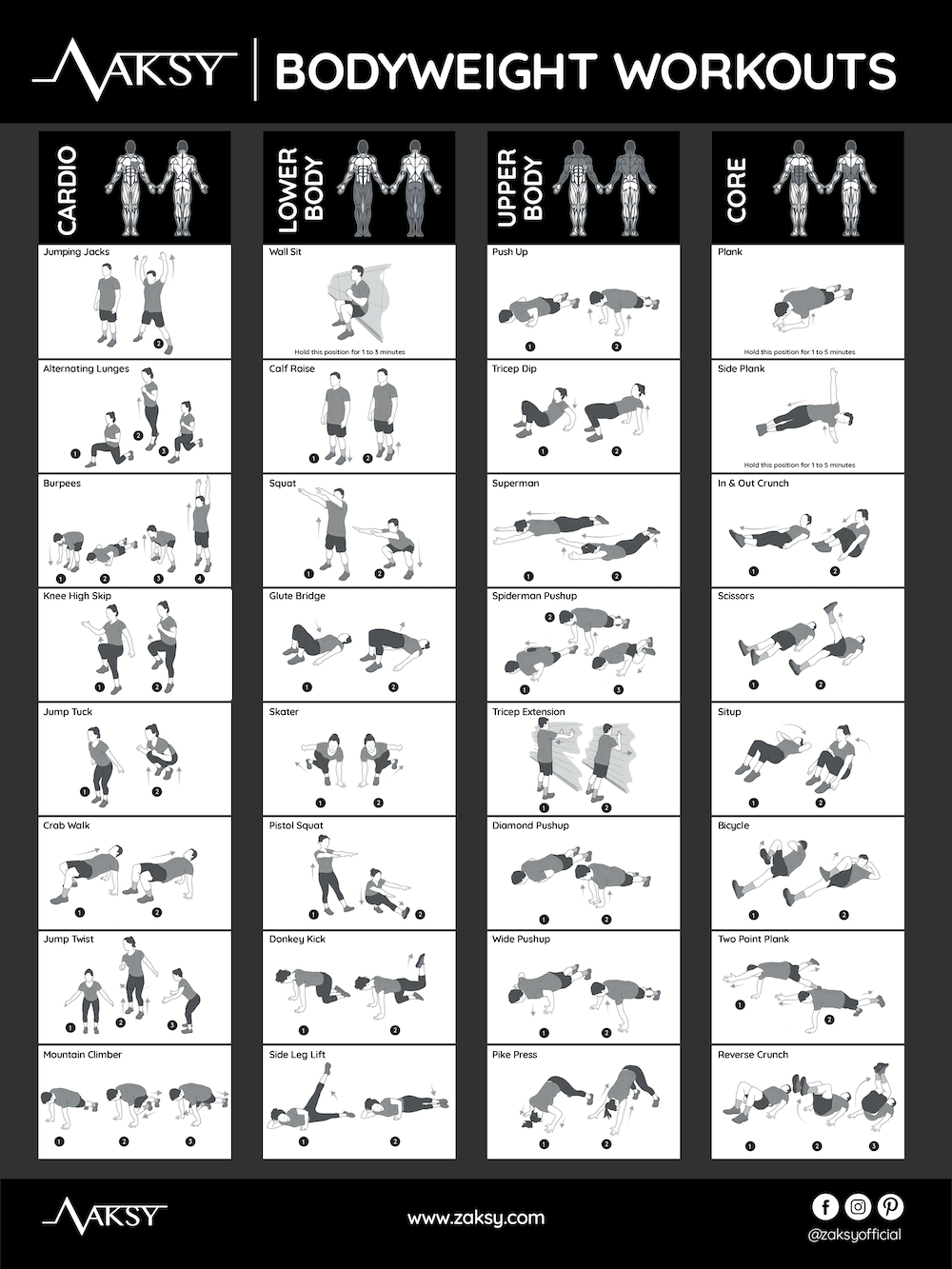 Bodyweight Workouts Poster by Zaksy - Bodyweight Workouts Poster by Zaksy -   19 fitness Equipment plan ideas