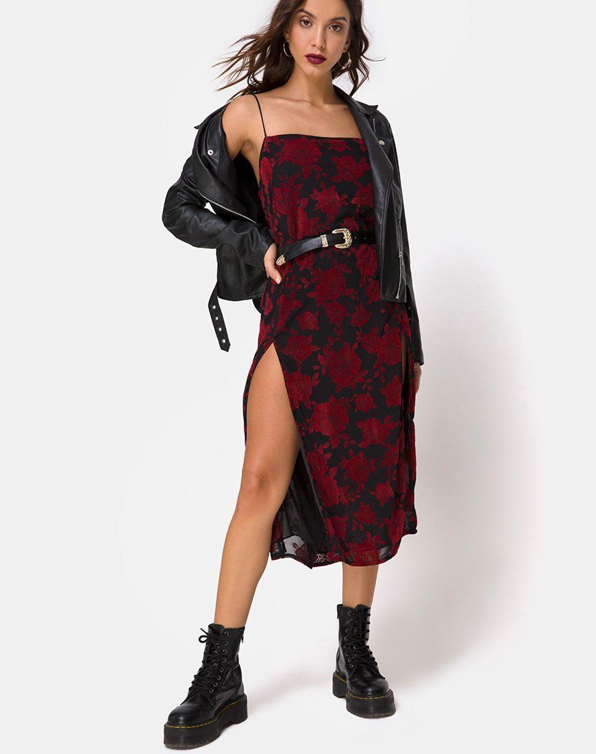 Daxita Dress in Romantic Red Rose Flock - Daxita Dress in Romantic Red Rose Flock -   13 style Grunge fashion ideas
