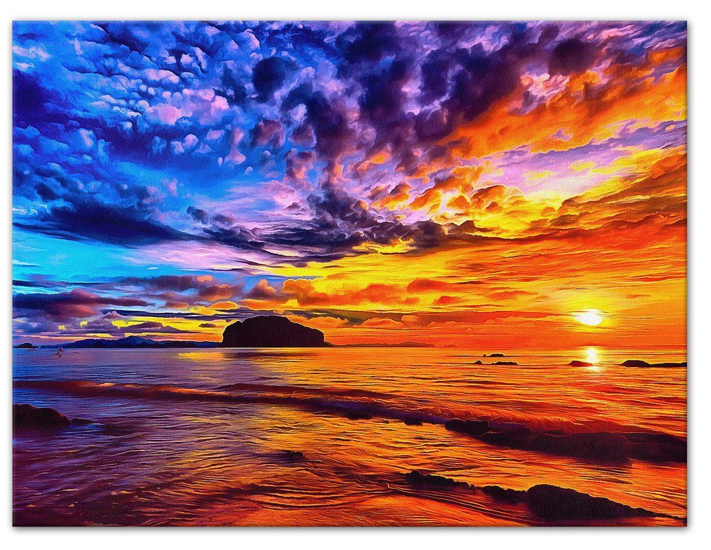 'Vibrant Colorful Coastal Sunset Black' Photographic Print on Canvas - 'Vibrant Colorful Coastal Sunset Black' Photographic Print on Canvas -   15 beauty Background sunset ideas