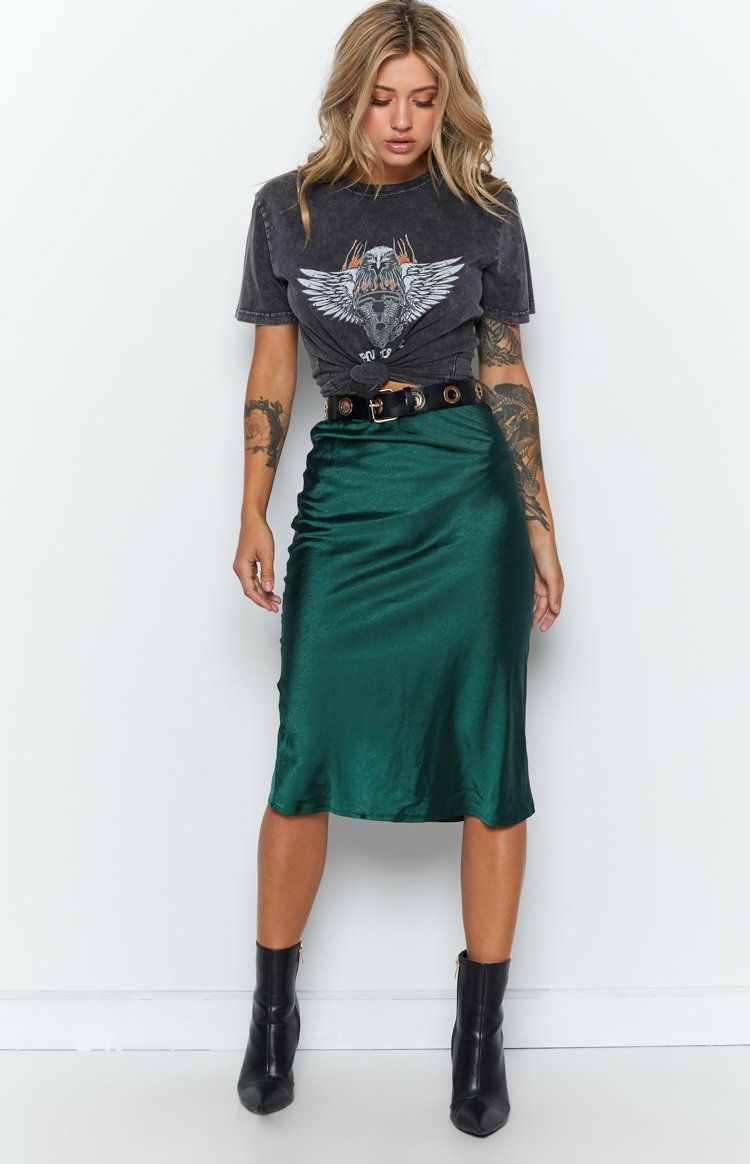 Trisha Midi Skirt Emerald - 14 - Trisha Midi Skirt Emerald - 14 -   16 style Outfits night ideas