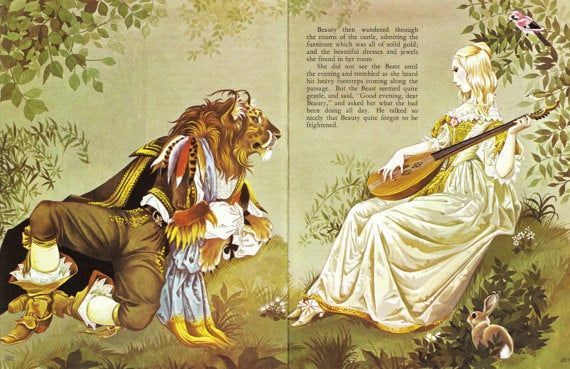 Beauty and the Beast - Vintage Illustration Storybook Print - Deans A Book of Fairy Tales - Paper Ep - Beauty and the Beast - Vintage Illustration Storybook Print - Deans A Book of Fairy Tales - Paper Ep -   17 beauty And The Beast book ideas