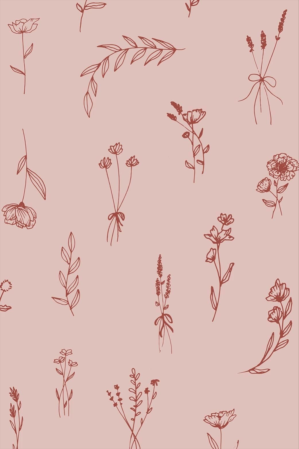 Modern Romantic | Minimal pink & red floral pattern - Modern Romantic | Minimal pink & red floral pattern -   beauty Background drawings