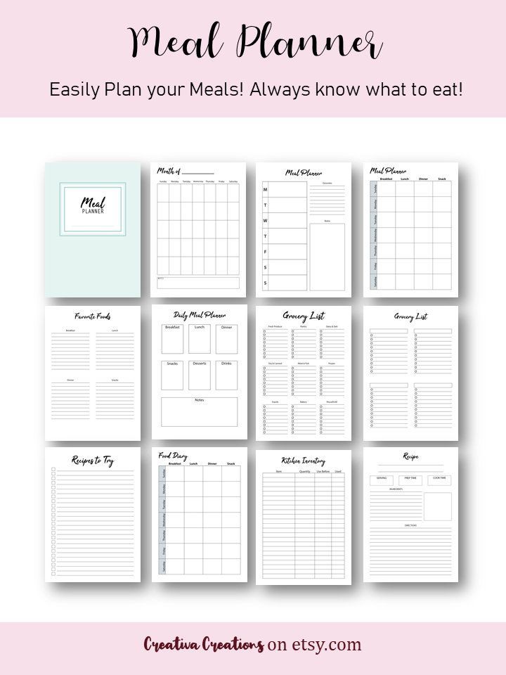 Meal Planner Printable  Grocery List  Recipe Book  Kitchen | Etsy - Meal Planner Printable  Grocery List  Recipe Book  Kitchen | Etsy -   17 fitness Planner printable ideas