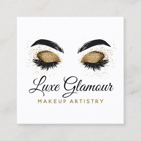 Glamorous Gold Eye Lashes Makeup Artist Beauty Bar Square Business Card - Glamorous Gold Eye Lashes Makeup Artist Beauty Bar Square Business Card -   18 beauty Bar makeup ideas