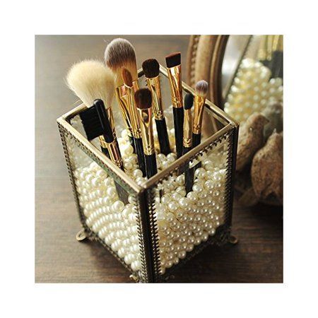 PuTwo Makeup Organizer Vintage Make up Brush Holder with Free White Pearls - Small - PuTwo Makeup Organizer Vintage Make up Brush Holder with Free White Pearls - Small -   18 beauty Room organization ideas