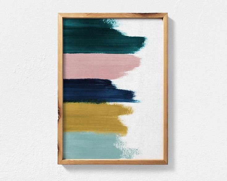 Abstract Painting Featuring Teal, Mustard, Navy Blue and Blush Pink Brush Strokes, Contemporary Prin - Abstract Painting Featuring Teal, Mustard, Navy Blue and Blush Pink Brush Strokes, Contemporary Prin -   18 diy Art contemporain ideas