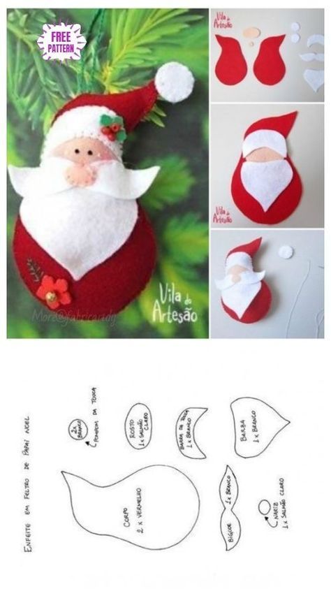 Christmas Craft: DIY Felt Santa Clause Ornament Free Sew Patterns & Tutorials - Christmas Craft: DIY Felt Santa Clause Ornament Free Sew Patterns & Tutorials -   18 diy Christmas Decorations sewing ideas