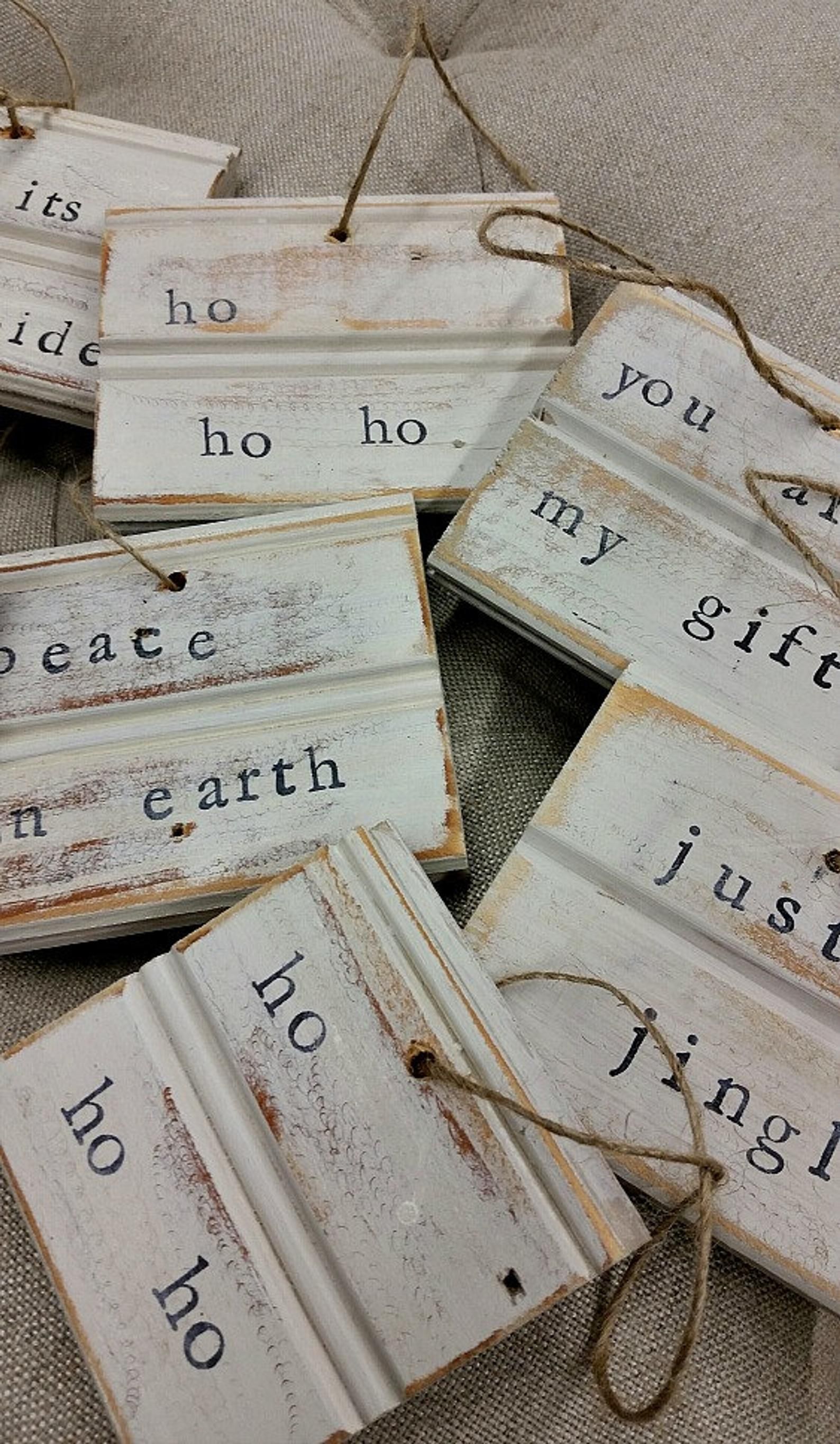 Reclaimed Wood Beadboard Christmas Ornaments Or Gift Tags - Hand Stamped with saying - Reclaimed Wood Beadboard Christmas Ornaments Or Gift Tags - Hand Stamped with saying -   diy Christmas ornaments