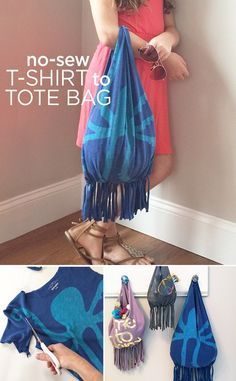 How to make a tote bag from a t-shirt (no sewing!) - How to make a tote bag from a t-shirt (no sewing!) -   18 diy Clothes no sewing ideas
