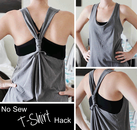 DIY T-Shirt Hack – No Sewing Required! - DIY T-Shirt Hack – No Sewing Required! -   18 diy Clothes no sewing ideas