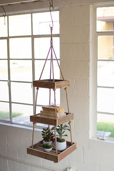Hanging Three Tiered Square Recycled Wood Display With Jute Rope - Hanging Three Tiered Square Recycled Wood Display With Jute Rope -   18 diy Decoracion home ideas