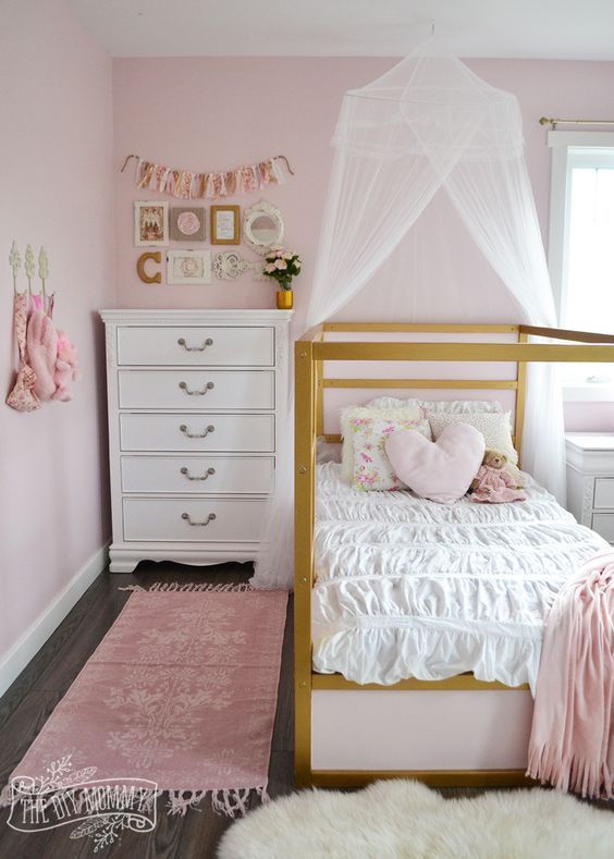 A Pink, White & Gold Shabby Chic Glam Girls' Bedroom Reveal (Little C's Room Makeover for the ORC) | The DIY Mommy - A Pink, White & Gold Shabby Chic Glam Girls' Bedroom Reveal (Little C's Room Makeover for the ORC) | The DIY Mommy -   18 diy Kids bedroom ideas