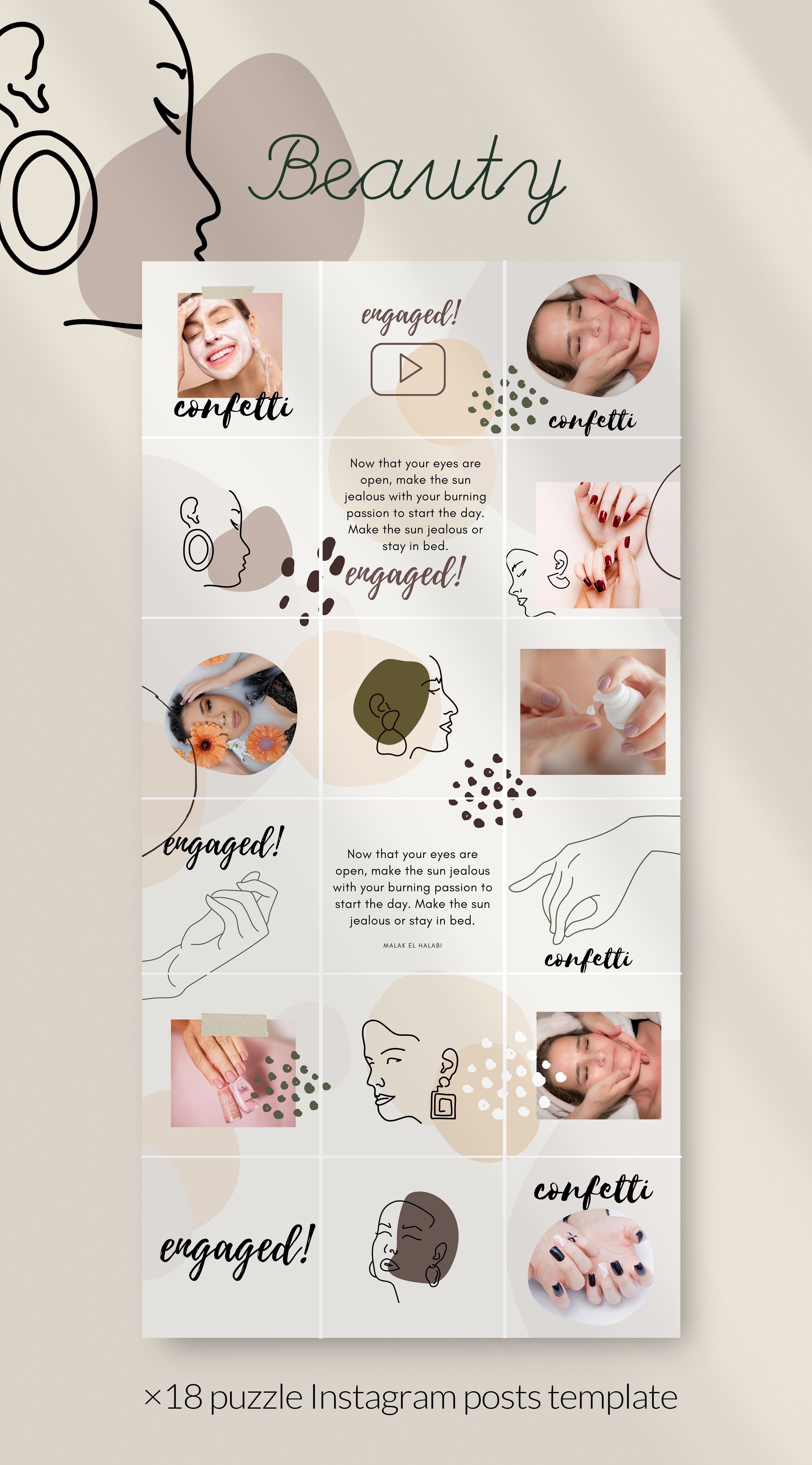 Instagram Puzzle Template for Canva | Instagram Template, Puzzle Feed, line art, Minimalist - Instagram Puzzle Template for Canva | Instagram Template, Puzzle Feed, line art, Minimalist -   19 beauty Design social media ideas