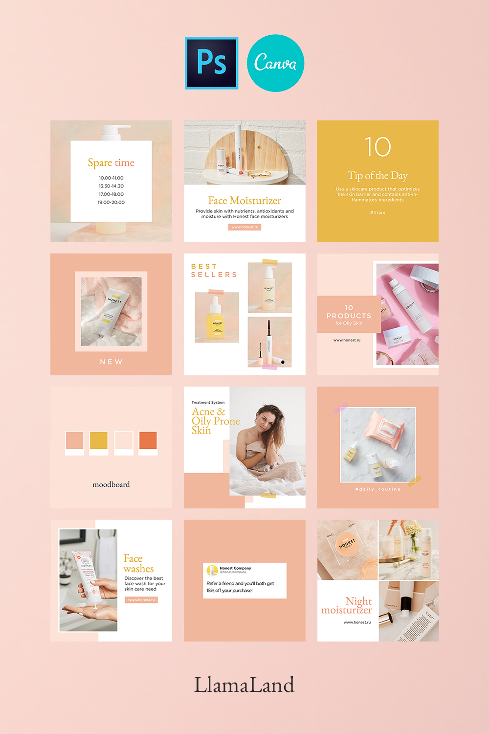 Peach Instagram Templates Pack - Peach Instagram Templates Pack -   19 beauty Design social media ideas