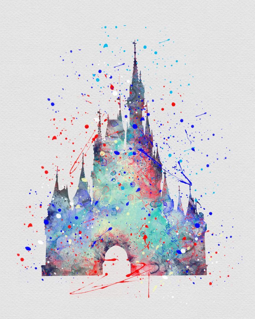 Cinderella Castle 5 Watercolor Art Print - Cinderella Castle 5 Watercolor Art Print -   19 diy Art disney ideas