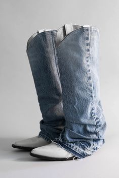 Mid Cowboy Boot with Denim Sleeve - Blue/ White - Mid Cowboy Boot with Denim Sleeve - Blue/ White -   19 diy Clothes boho ideas