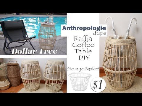 Dollar Tree DIY Raffia Coffee Table / Anthropologie DIY / Large Storage Basket DIY / - Dollar Tree DIY Raffia Coffee Table / Anthropologie DIY / Large Storage Basket DIY / -   19 diy Dollar Tree table ideas