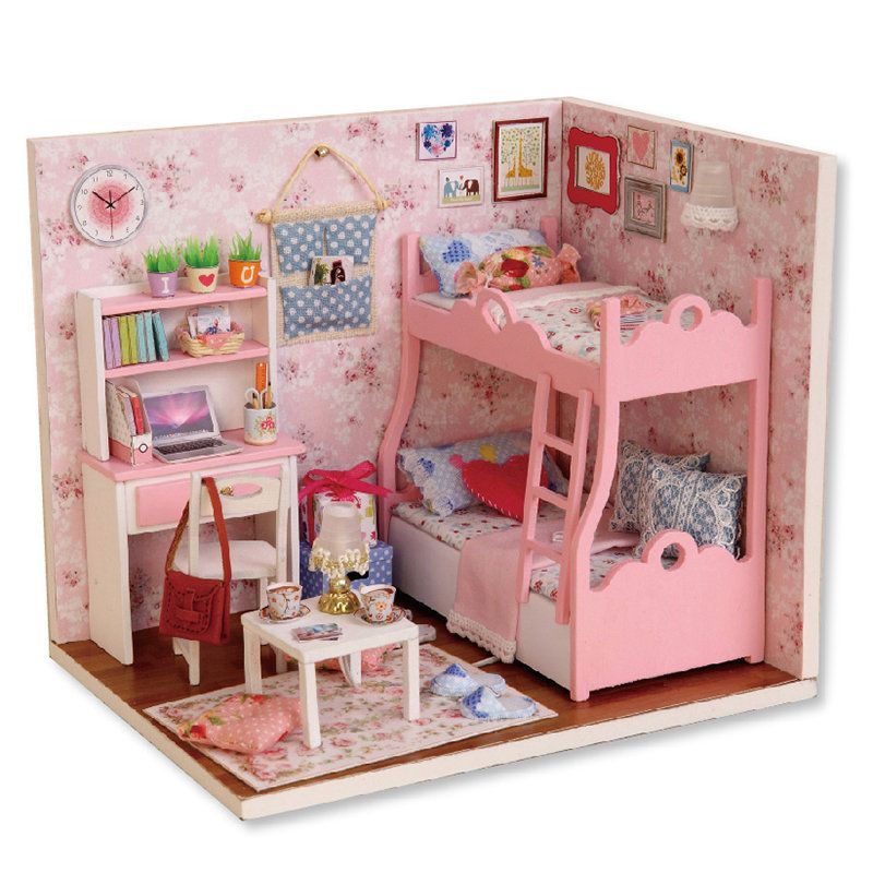 Miniature Dollhouse Furnished Doll House Bedroom Kit With Furniture Toys DIY Gifts Christmas Birthday for Girls - Miniature Dollhouse Furnished Doll House Bedroom Kit With Furniture Toys DIY Gifts Christmas Birthday for Girls -   19 diy House doll ideas