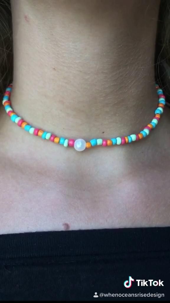 Rainbow Pearl Seed Bead Choker available in my Etsy shop. - Rainbow Pearl Seed Bead Choker available in my Etsy shop. -   19 diy Jewelry for teens ideas