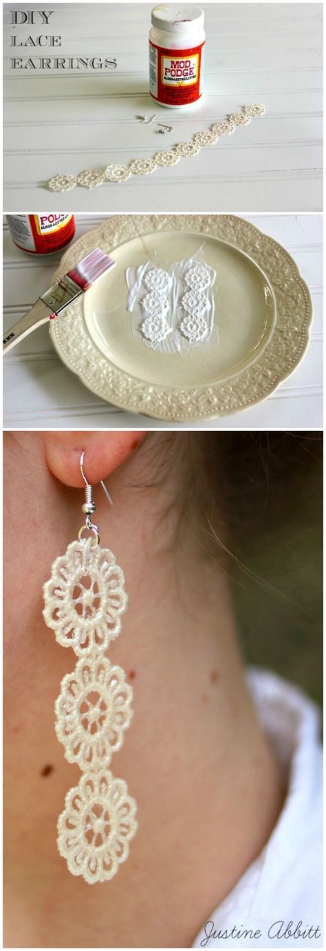 How to Make DIY Lace Earrings (in Three Easy Steps!) - Mod Podge Rocks - How to Make DIY Lace Earrings (in Three Easy Steps!) - Mod Podge Rocks -   19 diy Jewelry for teens ideas