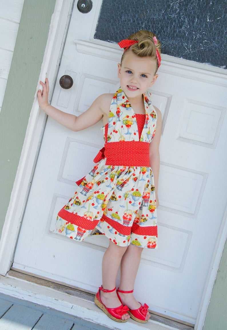 Lexie's Retro Halter Dress PDF Pattern Sizes 6/12m to 8 Kids Plus Free Doll Pattern - Lexie's Retro Halter Dress PDF Pattern Sizes 6/12m to 8 Kids Plus Free Doll Pattern -   19 diy Kids fashion ideas