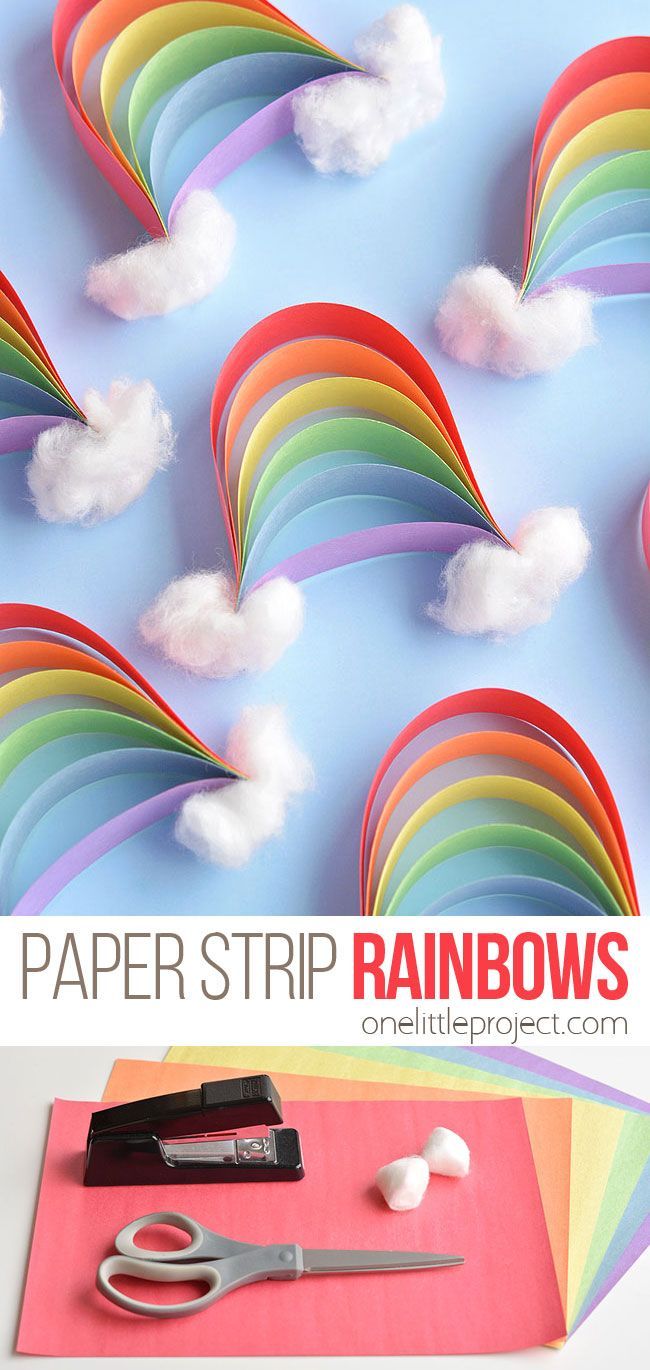 Rainbow Craft: How to Make Paper Strip Rainbows - Rainbow Craft: How to Make Paper Strip Rainbows -   19 diy Kids spring ideas