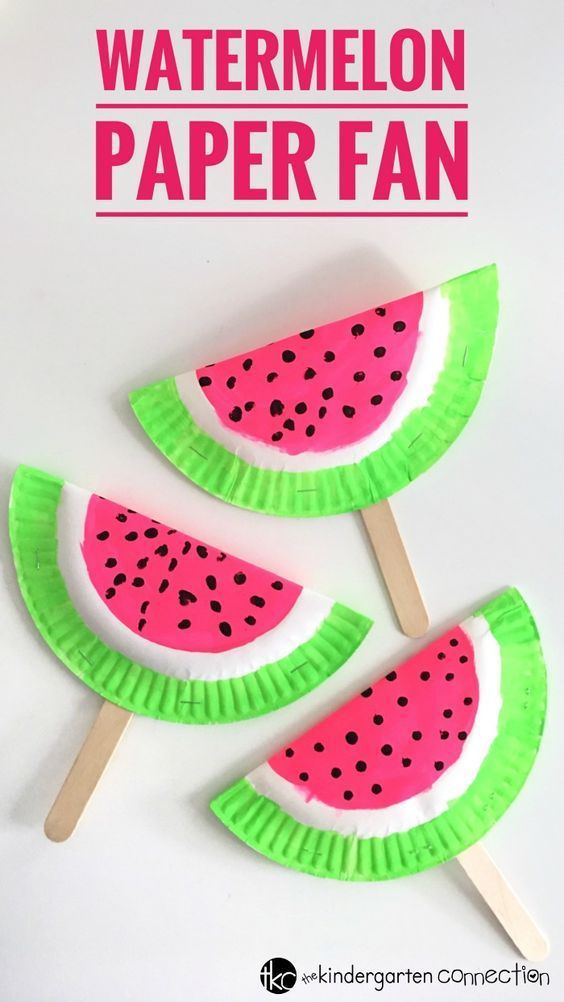 Paper Fan Watermelon Craft for Kids - Paper Fan Watermelon Craft for Kids -   19 diy Kids spring ideas