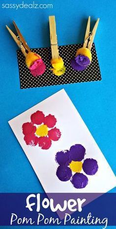 Flower Pom Pom Painting Craft for Kids - Sassy Dealz - Flower Pom Pom Painting Craft for Kids - Sassy Dealz -   19 diy Kids spring ideas