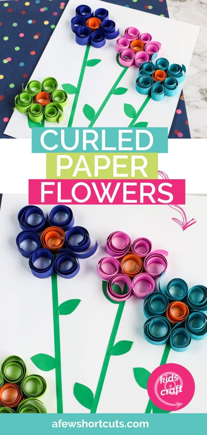 Curled Paper Spring Flowers Kids Craft - Curled Paper Spring Flowers Kids Craft -   19 diy Kids spring ideas
