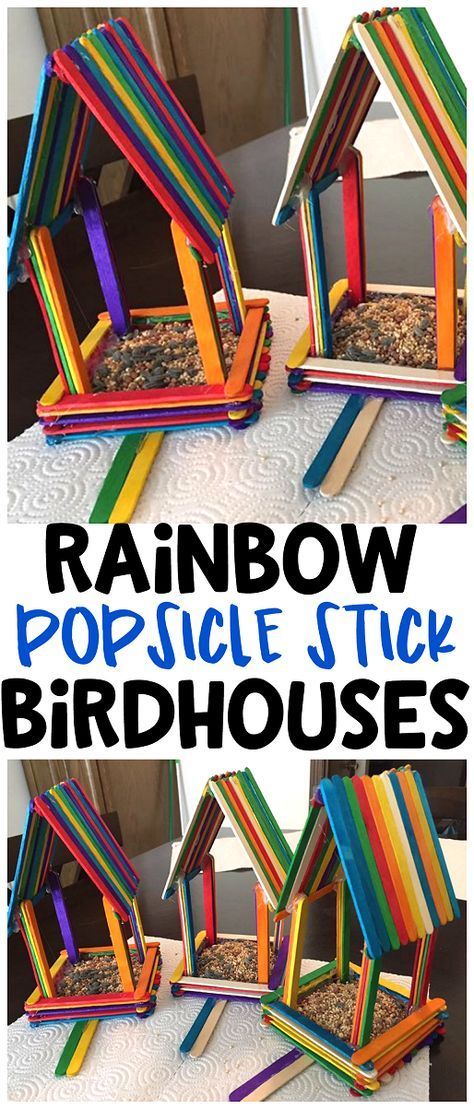 Rainbow Popsicle Stick Birdhouses - Crafty Morning - Rainbow Popsicle Stick Birdhouses - Crafty Morning -   19 diy Kids spring ideas