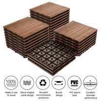 27pcs Patio Pavers Wood Flooring Tiles,Interlocking Wood Tiles Indoor & Outdoor,12 x 12