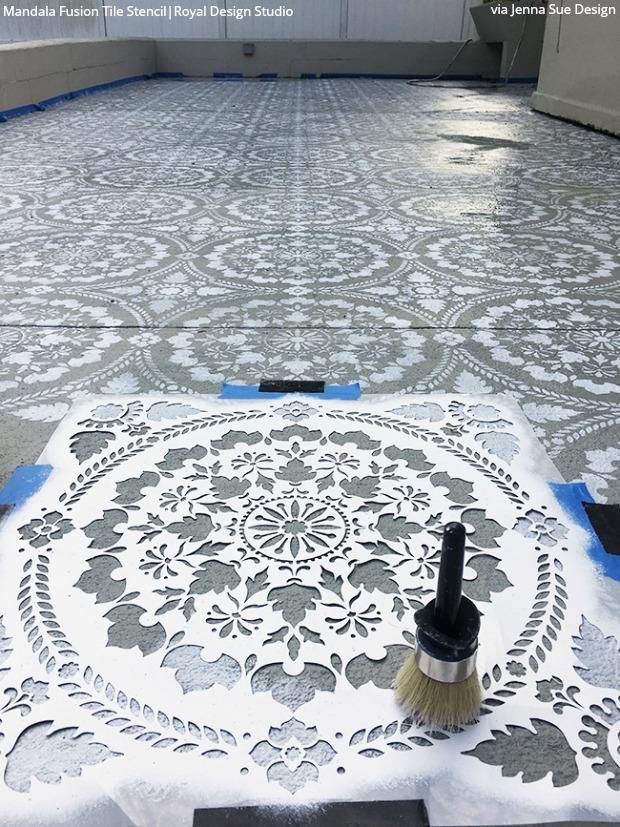 Mandala Fusion Tile Stencil - Mandala Fusion Tile Stencil -   19 diy Outdoor flooring ideas