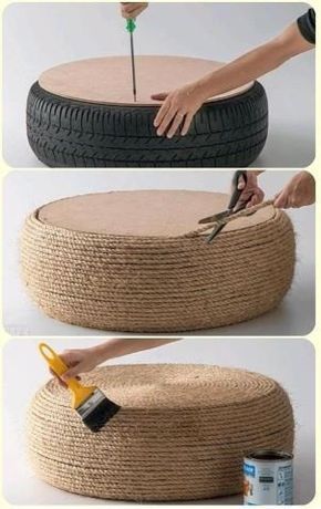 Transform An Old, Leftover Tire Into The Perfect Living Room Addition With This Ottoman Tutorial - Transform An Old, Leftover Tire Into The Perfect Living Room Addition With This Ottoman Tutorial -   19 diy recycle ideas