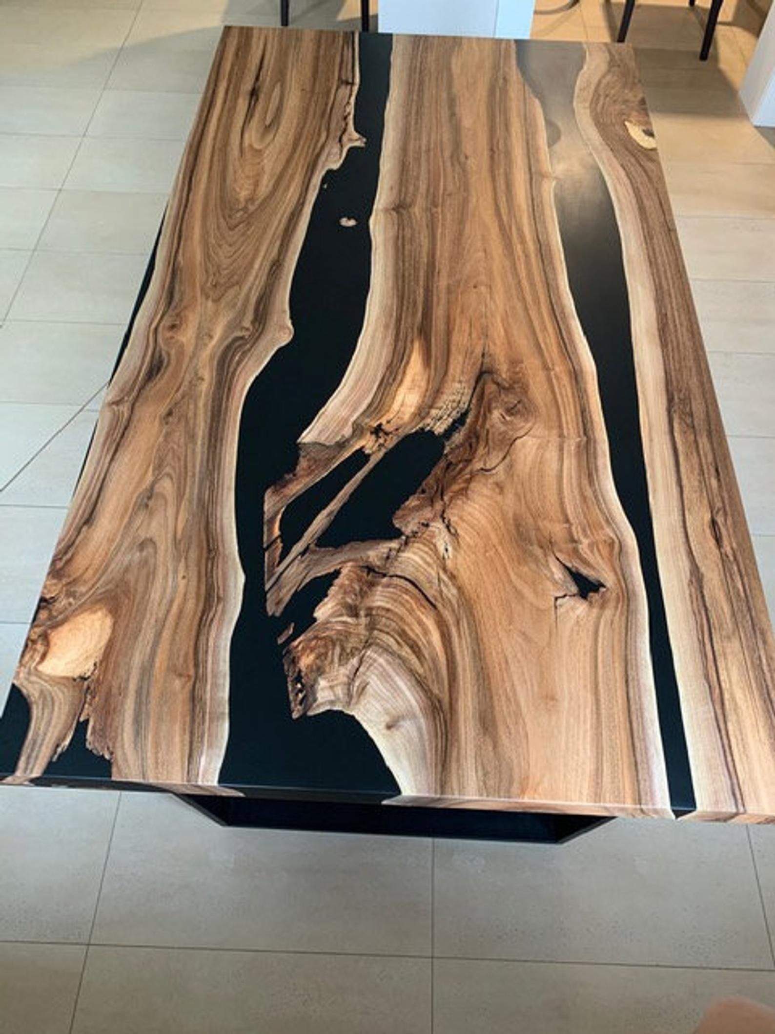Walnut wood and epoxy resin dining table - Walnut wood and epoxy resin dining table -   19 diy Table epoxy ideas