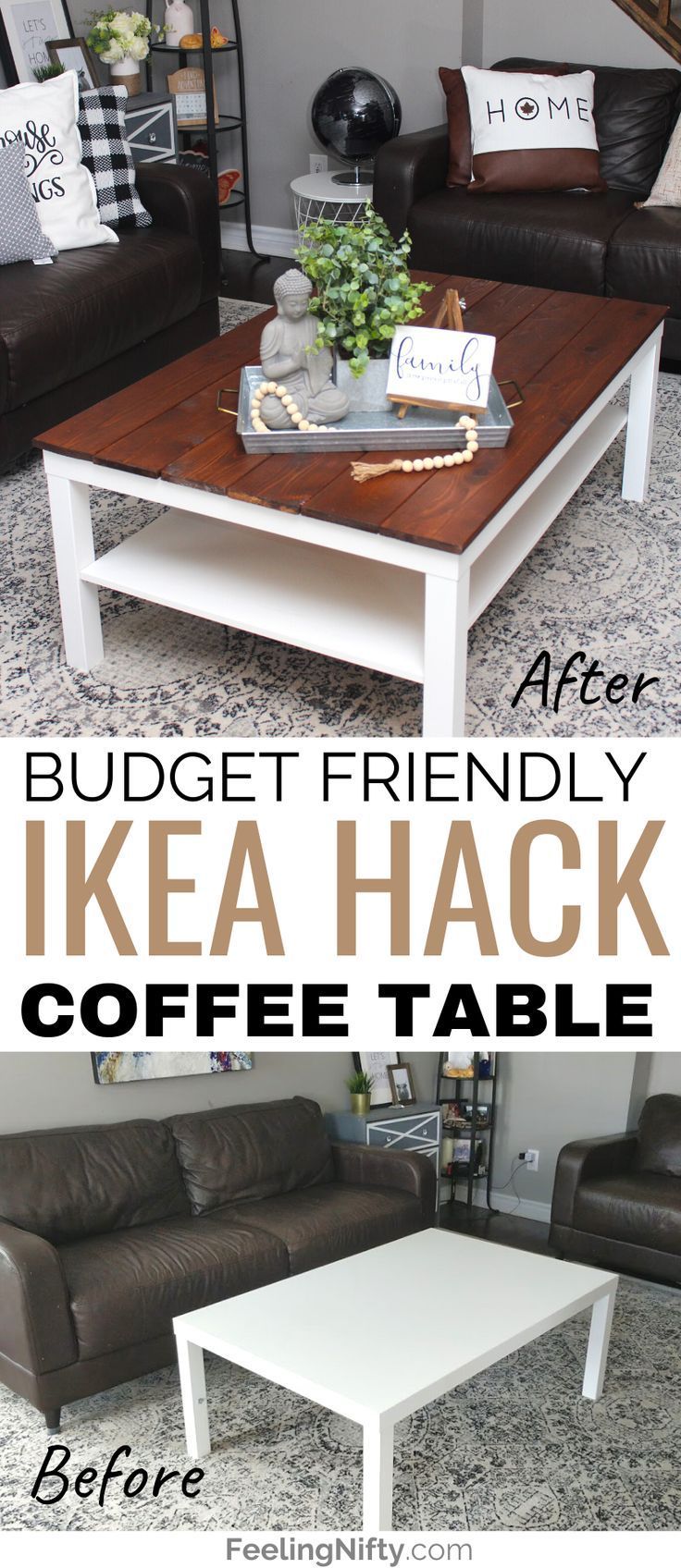 DIY Farmhouse Coffee Table: Ikea Hack Makeover | Feeling Nifty - DIY Farmhouse Coffee Table: Ikea Hack Makeover | Feeling Nifty -   19 diy Table ikea ideas