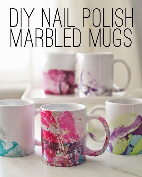 DIY Marbled Nail Polish Coffee Mugs - DIY Marbled Nail Polish Coffee Mugs -   19 simple diy For Teens ideas