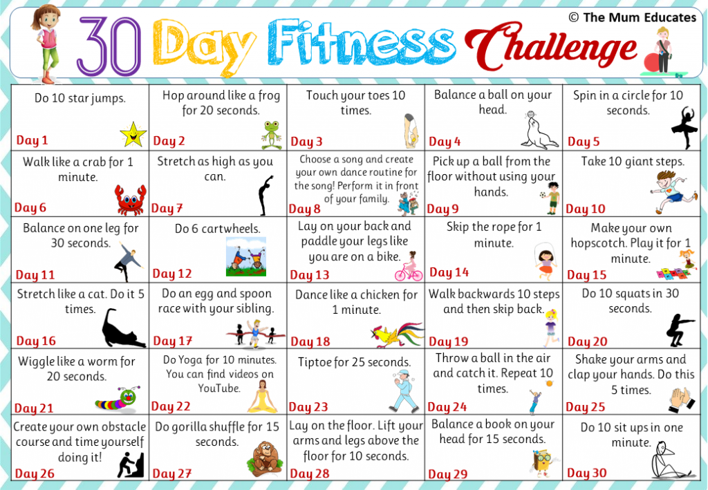 30-day Kids Fitness Challenge – Active kids - 30-day Kids Fitness Challenge – Active kids -   19 summer fitness Challenge ideas