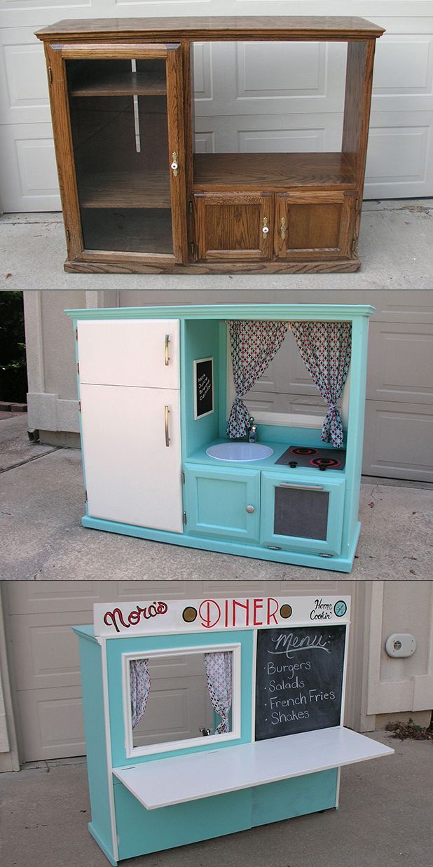 Turn an Old Cabinet into a Kid's Diner | eHow.com - Turn an Old Cabinet into a Kid's Diner | eHow.com -   21 diy Kids kitchen ideas