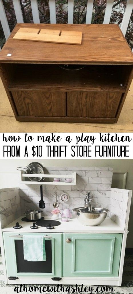 How to make a Play Kitchen from a $10 piece of furniture - at home with Ashley - How to make a Play Kitchen from a $10 piece of furniture - at home with Ashley -   21 diy Kids kitchen ideas