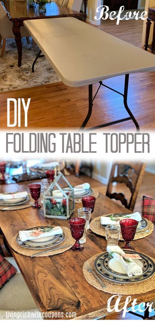 DIY Wood Folding Table Topper - From Plastic Folding Table to Beautiful Wood Table - DIY Wood Folding Table Topper - From Plastic Folding Table to Beautiful Wood Table -   21 diy Table upcycle ideas