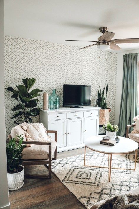 Mini Affordable Living Room Update with Joanna Gaines Wallpaper - Nesting With Grace - Mini Affordable Living Room Update with Joanna Gaines Wallpaper - Nesting With Grace -   15 sage green living room decor ideas